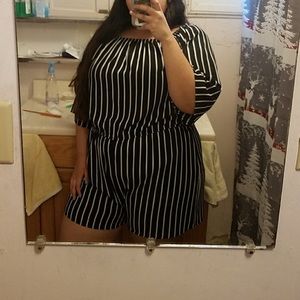 Black and white stripped romper